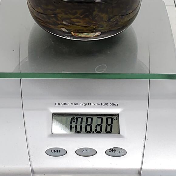 Beautiful Art Glass Spatter Pattern 4.5" Bowl Red Yellow Red Green Swirls - Picture 8 of 8